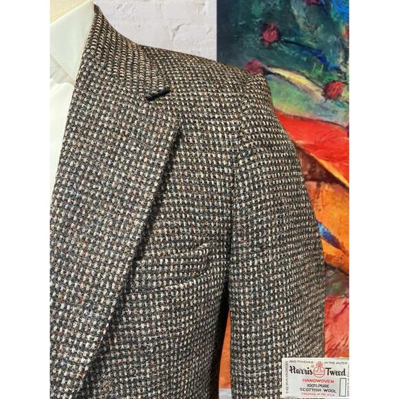 Harris Tweed 38R Brown Multi-Color Scottish Wool Sport Coat Blazer Unconstructed - Picture 4 of 15